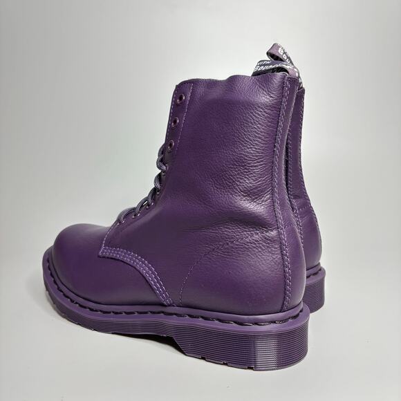 Dr. Martens 1460 Pascal Mono Virginia Leather Lace Up Boots in Blackcurrant - Picture 4 of 10
